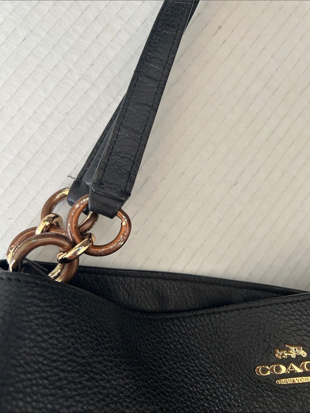 Coach Lexy Black Pebbled Leather Shoulder Bag - Picture 9 of 16
